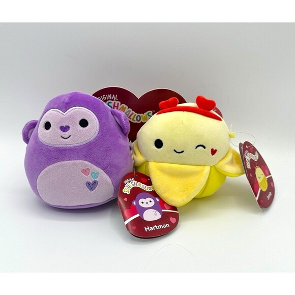 Squishmallow Valentine Monkey & Banana Duo HARTMAN & JUNIE 8” - Picture 1 of 6